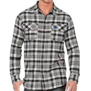 Colosseum Kentucky Wildcats Logo Flannel Shirt Mens Plaid Button Up Size Large